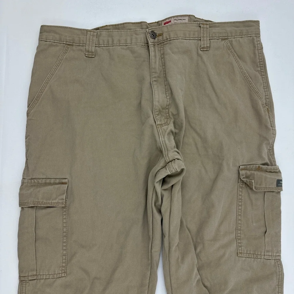 Wrangler Cargo Pants Mens 40x30 Khaki Relaxed Fit Flannel Fleece Lined